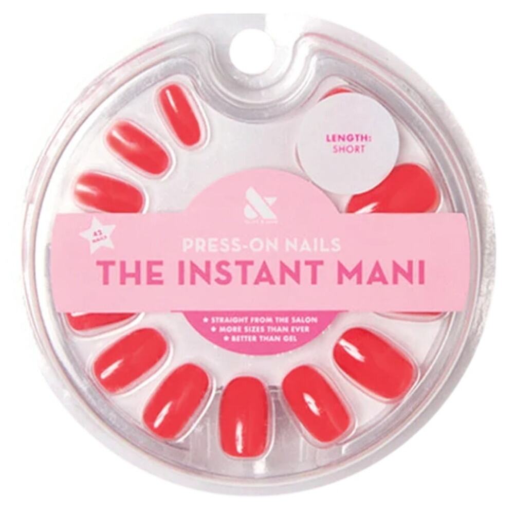 Olive & June Press‑On Nails – Field Day (Classic Red) – Round-Short